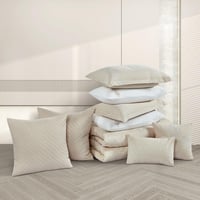 مفرش صيفي مزدوج مطرز فاخر 12 قطعة - كابري- بيج