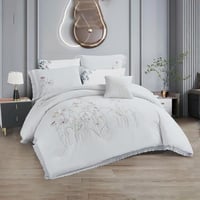 مفرش صيفي مزدوج مطرز 7 قطع - ازاليا - رصاصي