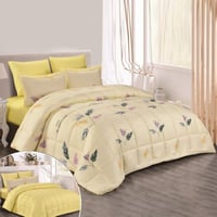 مفرش صيفي مفرد ونص 4 قطع - ايلين -مشجر - اصفر فاتح