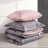 مفرش صيفي مفرد ونص 4 قطع - ليتون - رمادي غامق - لح...