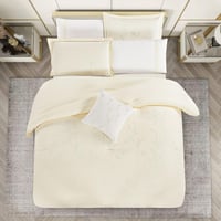 مفرش صيفي مزدوج مطرز فاخر 8 قطع - ايزابيلا - كريمي