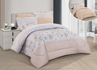 مفرش صيفي مفرد ونص 4 قطع - غاردينا -رصاصي - بيج