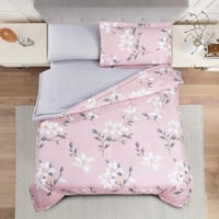 مفرش صيفي مفرد ونص 4 قطع - ليتون - وردي - رصاصي