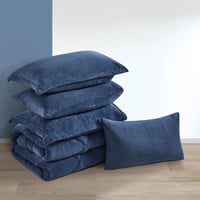 مفرش شتوي مخمل فرو مفرد ونص 4 قطع - ميرولينا - كحل...