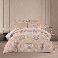 مفرش شتوي مخمل فرو مقاس كوين 6 قطع - فيرون - بيج