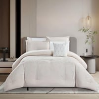 مفرش صيفي مزدوج مطرز فاخر 8 قطع - ايزابيلا - بيج ف...