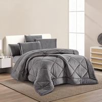 مفرش شتوي مخمل فرو مقاس كوين 6 قطع - لوريفا -رمادي...