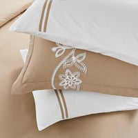 مفرش صيفي مفرد ونص مطرز فاخر 6 قطع - رينا - بيج غا...