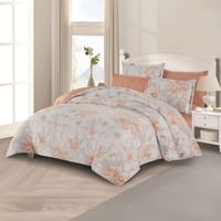 مفرش شتوي مخمل مقاس كوين 6 قطع - اودري - رصاصي - خ...