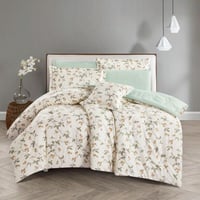 مفرش صيفي مفرد ونص 4 قطع - ليتون -كريمي - أخضر