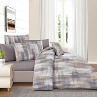 مفرش قطن صيفي مزدوج 8 قطع - افاليون - رمادي فاتح -...