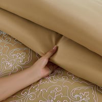 مفرش صيفي مزدوج مطرز فاخر 12 قطعة - اليجانزا-بيج غ...