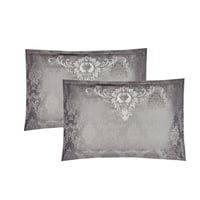 مفرش صيفي مزدوج جاكار مطرز 7 قطع - نيرفانا - رمادي