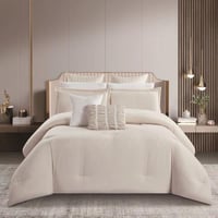 مفرش صيفي مزدوج مطرز فاخر 12 قطعة - اليجانزا-بيج ف...