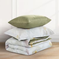 مفرش صيفي مفرد ونص 4 قطع - ليتون -كريمي- زيتي