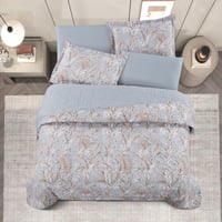 مفرش صيفي مزدوج حشوة مضغوطة 6 قطع - لونيا - رصاصي...