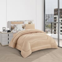 مفرش صيفي مفرد ونص 4 قطع - غاردينا -رصاصي - بيج