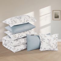 مفرش قطن صيفي مقاس كوين 8 قطع - نوفارين - ابيض - ر...