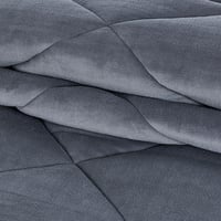 مفرش شتوي مزدوج مخمل فرو 6 قطع - جوانا -رمادي غامق