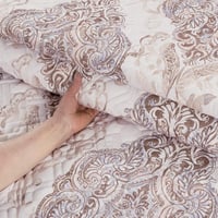 مفرش صيفي مزدوج حشوة مضغوطه 6 قطع - لونيا - كريمي...