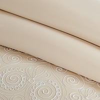 مفرش صيفي مزدوج مطرز فاخر 12 قطعة - سينيا - بيج غا...