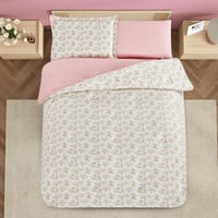 مفرش قطن صيفي مفرد ونص ٤ قطع - نولين -كريمي - زهري