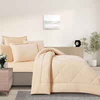 مفرش شتوي مخمل فرو مقاس كوين 6 قطع - لوريفا -كريمي