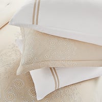 مفرش صيفي مزدوج مطرز فاخر 12 قطعة - سينيا - بيج غا...