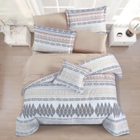 مفرش صيفي مزدوج وجهين ٧ قطع - اوركا - ابيض - بيج