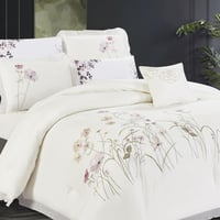 مفرش صيفي مزدوج مطرز فاخر 7 قطع - ازاليا - سكري