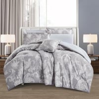 مفرش صيفي مقاس كوين وجهين ٧ قطع - ويلز - رمادي - ر...