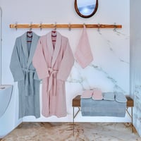 طقم روب استحمام تركي 8 قطع - ميليسا - زهري - رصاصي