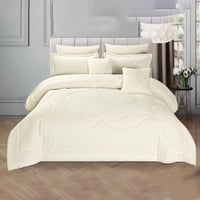 مفرش شتوي مخمل مزدوج 8 قطع - ايفل- كريمي