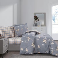 مفرش صيفي مفرد ونص 4 قطع - ليتون - رمادي - بيج