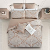 مفرش صيفي فاخر مزدوج جاكار مطرز 12 قطعة – لوتشيني...