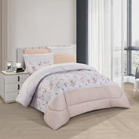 مفرش صيفي مزدوج 6 قطع - كاليندا - رصاصي - زهري