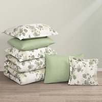 مفرش قطن صيفي مقاس كوين 8 قطع - فيوليتا - بيج فاتح...