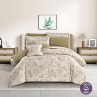 مفرش قطن صيفي مقاس كوين 8 قطع - فيوليتا - بيج - زي...