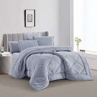 مفرش شتوي مزدوج مخمل فرو 6 قطع - جوانا -رصاصي