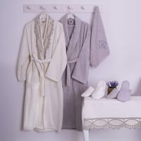 طقم روب قطن 8 قطع مزين بالدانتيل - جوانا - سكري -...