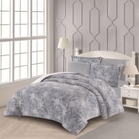 مفرش شتوي مزدوج مخمل فرو 6 قطع -نيكولينا - رمادي