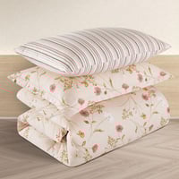 مفرش قطن صيفي مفرد ونص 4 قطع - فاليريا -كريمي غامق...