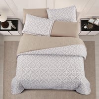 مفرش صيفي مزدوج حشوة مضغوطه 6 قطع - لونيا - ابيض -...