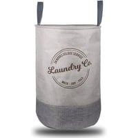 سلة غسيل دائرية بحروف مطبوعة - رصاصي