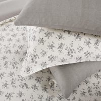 مفرش قطن صيفي مزدوج 8 قطع - زافيرا -كريمي - رمادي