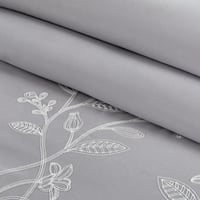 مفرش صيفي مزدوج مطرز فاخر 8 قطع - ايزابيلا - رمادي