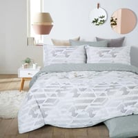 مفرش صيفي مزدوج 6 قطع - ايفانو - أبيض - رصاصي