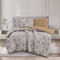 مفرش قطن صيفي مفرد ونص 4 قطع - فاليريا - رمادي - ب...