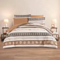 مفرش شتوي مخمل مفرد ونص 4 قطع - تالورا - أبيض - بن...