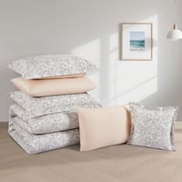 مفرش قطن صيفي مزدوج 8 قطع - زافيرا -اف وايت - بيج